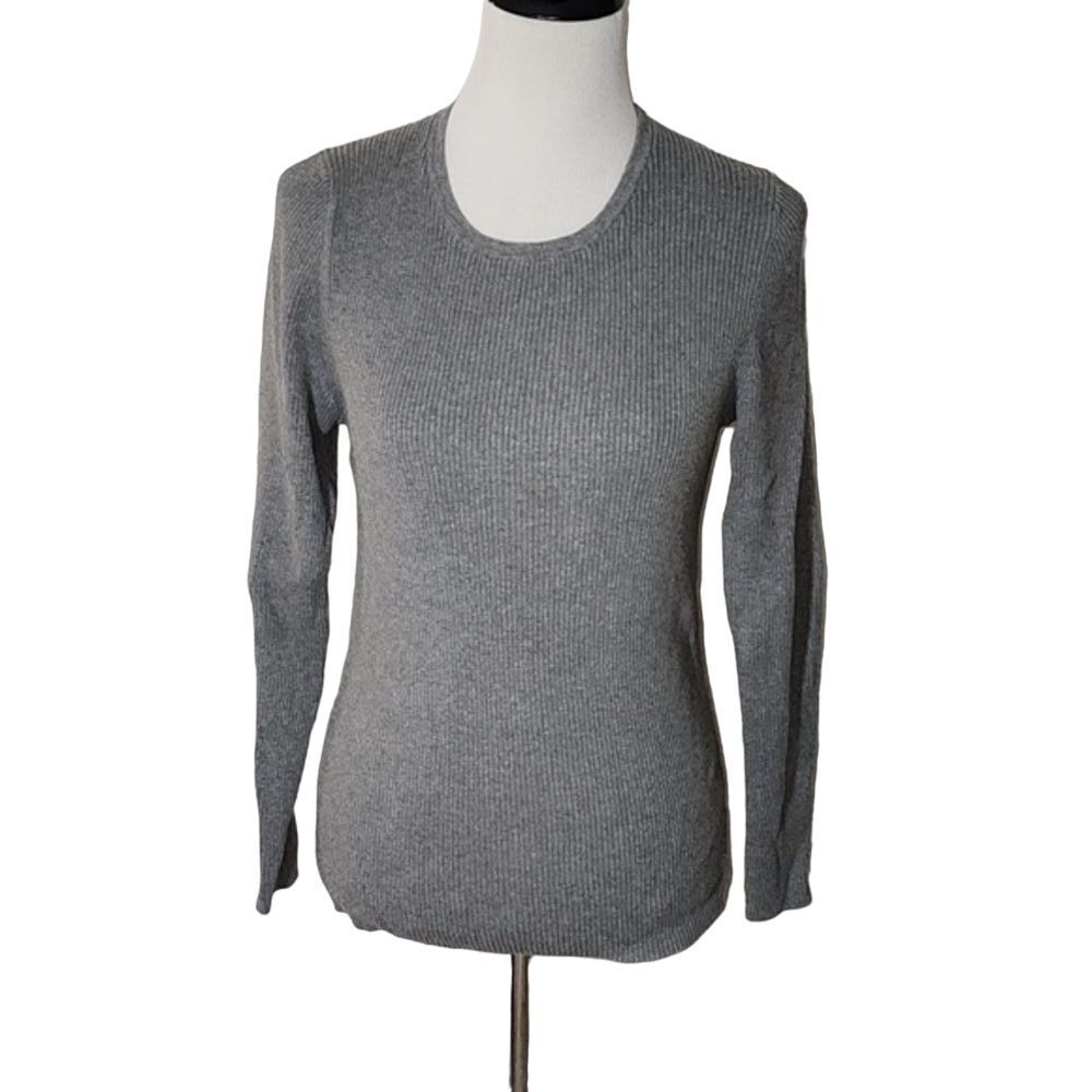 Moda International Ribbed Gray Crew Neck Sweater‎ Size X-Large